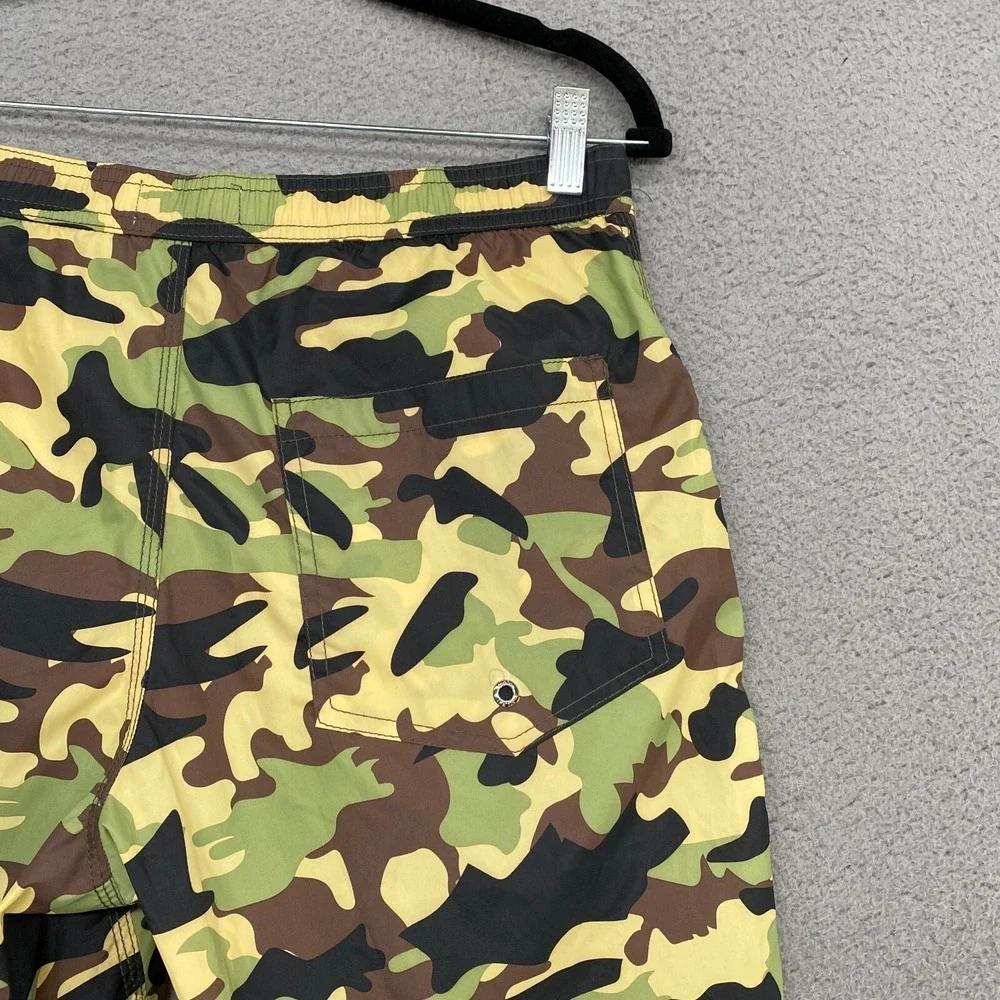 Zara Swim Trunks Mens Medium Camo Green Black Pockets‎ Swim Beach Lightweight